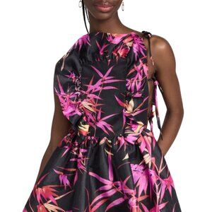 Kika Vargas Chiara Palm-print Minidress In Fuchsia Bamboo
